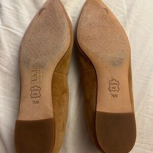 Elizabeth Pointy Toe Ballet Flats in Camel Suede, size 7.5